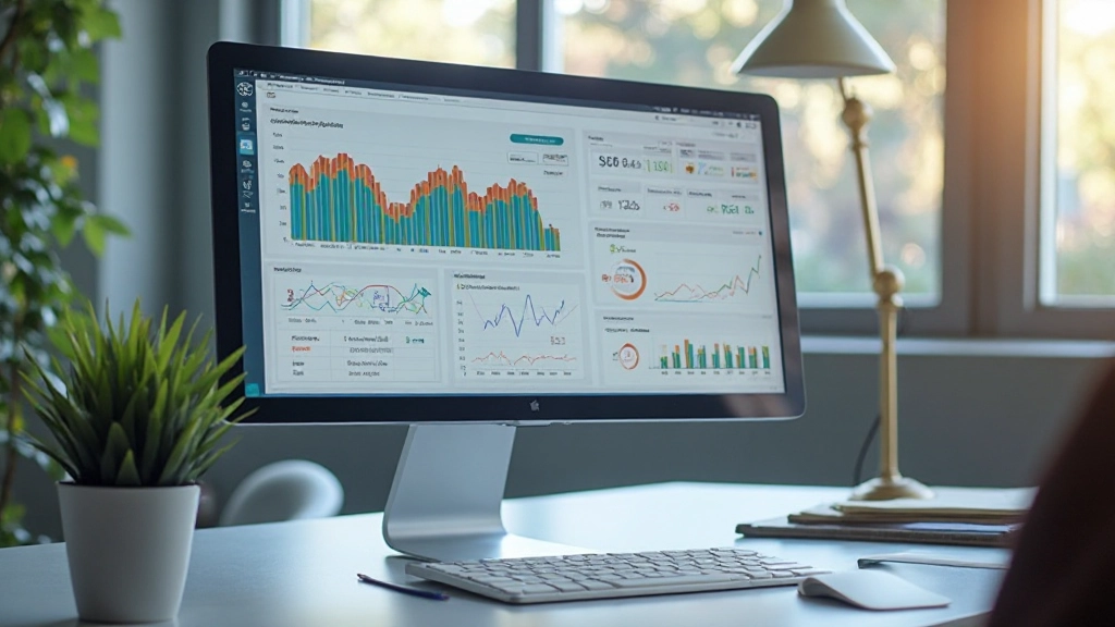 Computer-Monitor zeigt Analytics und Conversion-Metriken für Online-Shop