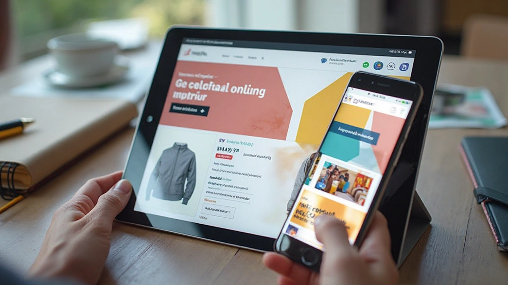 Webshop auf verschiedenen Geräten mit konsistentem Design und ansprechenden Farben